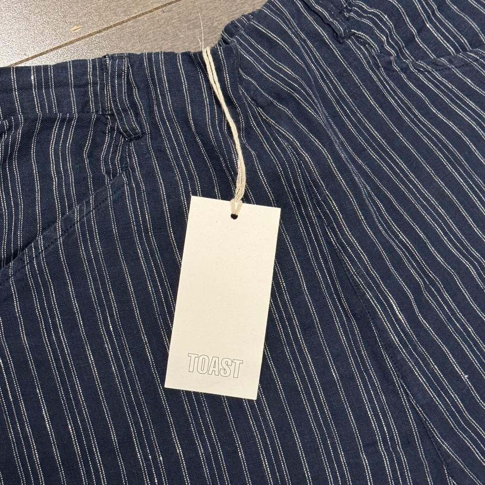 TOAST - Alix Stripe 100% Linen Trousers - Navy - Women's M - NWT